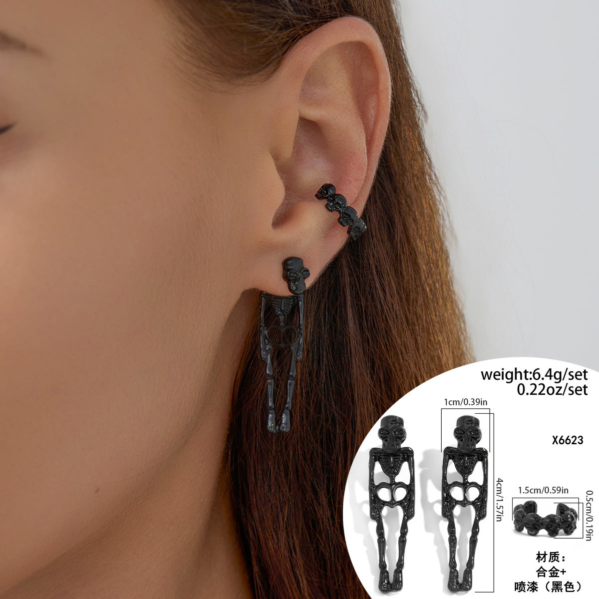 Wholesale  skull cross earrings